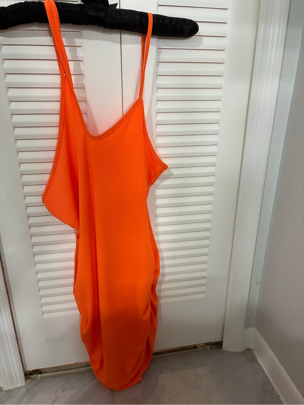 Yandy Bright Orange Asymmetrical Spaghetti Strap Mini Dress